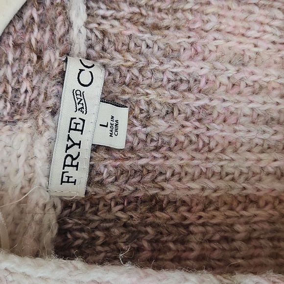 Frye & Co. Open Front Ombre Knit Cardigan Fringe Sleeve Women’s Size L - Picture 2 of 12